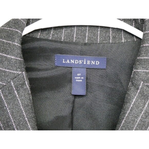 Land's End Wool Cashmere Blazer Jacket Pin Stripe Grey Pink Sz 10 Tall - Picture 4 of 10
